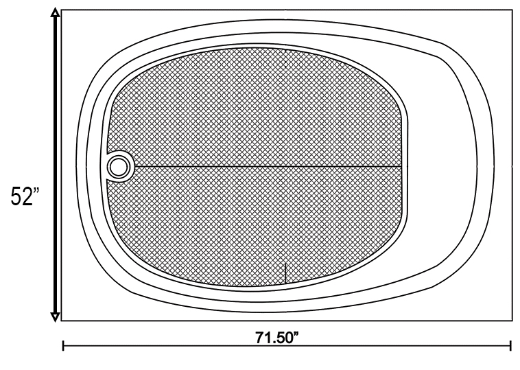 72x52 cultured marble tub drawing
